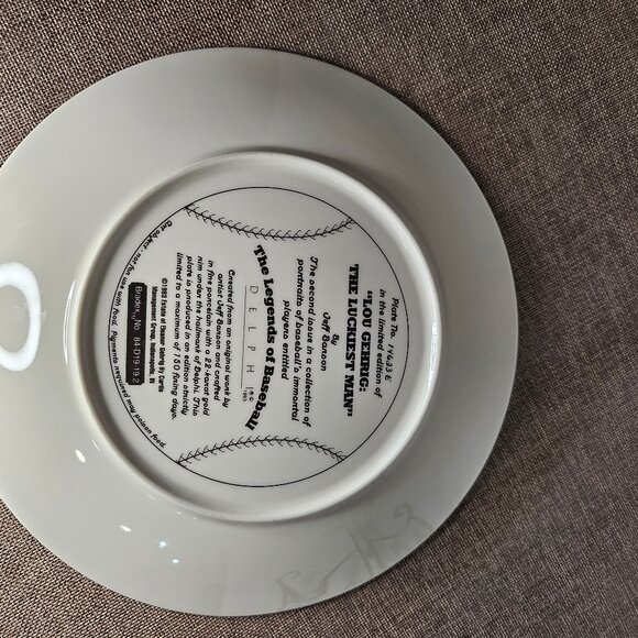 Legends of Baseball Collector Porcelain Plates Gold Trim 1993 Set of 4 - Picture 6 of 10